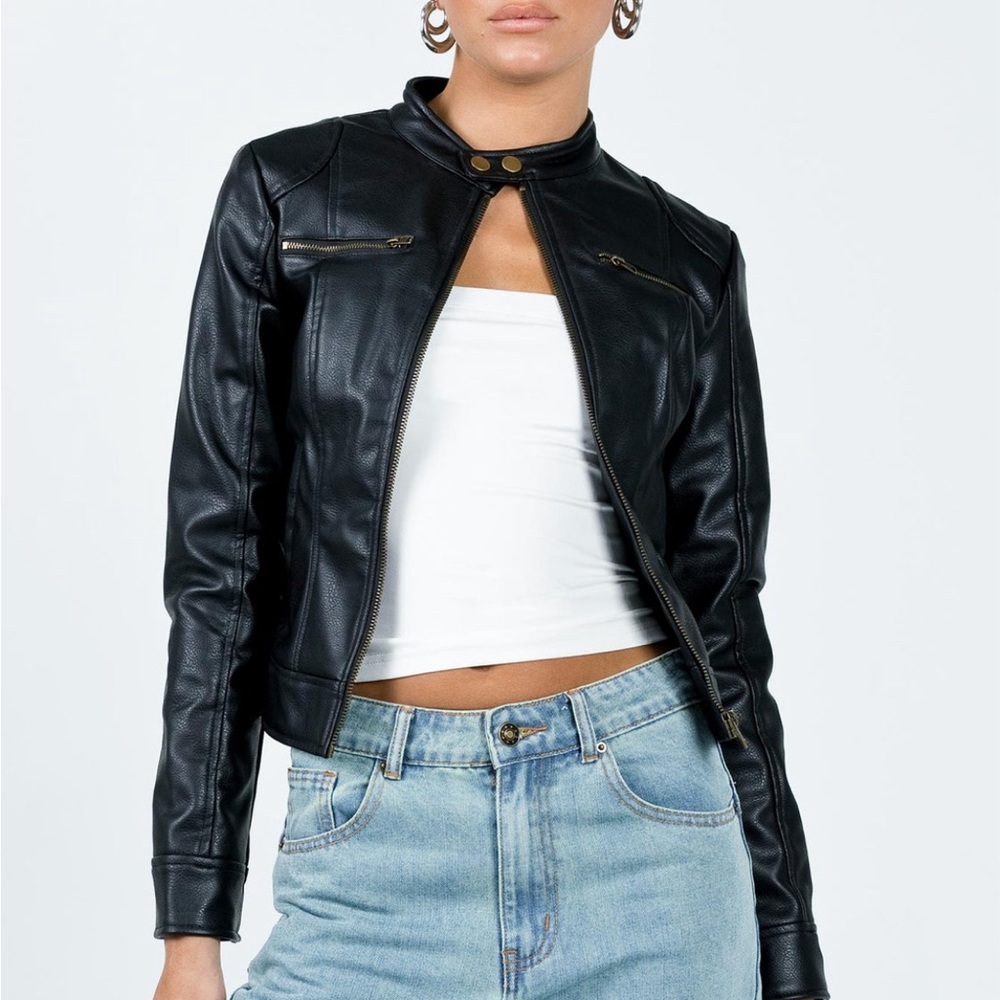Pottsville Faux Leather Moto Jacket Black